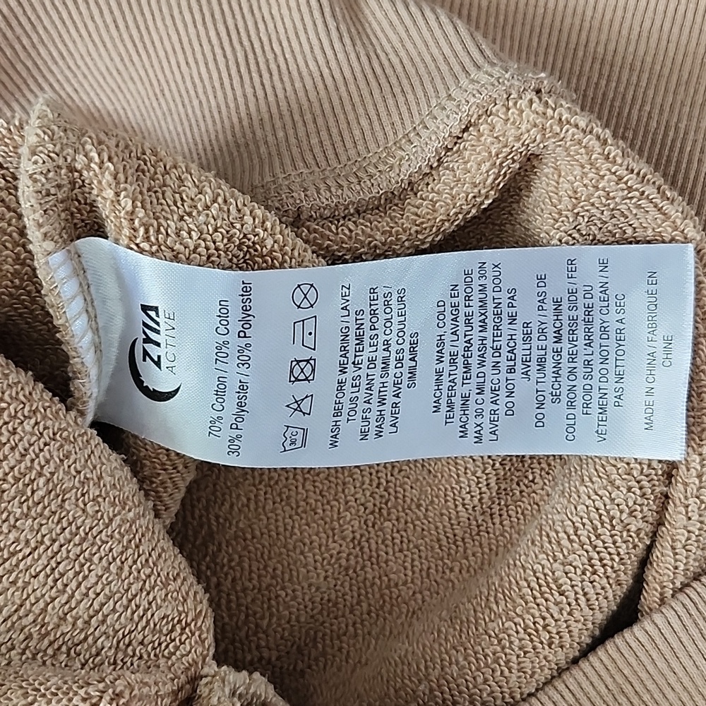 Zyia tan half zip pullover sweater with front pockets slightly crop style size S - Picture 8 of 8